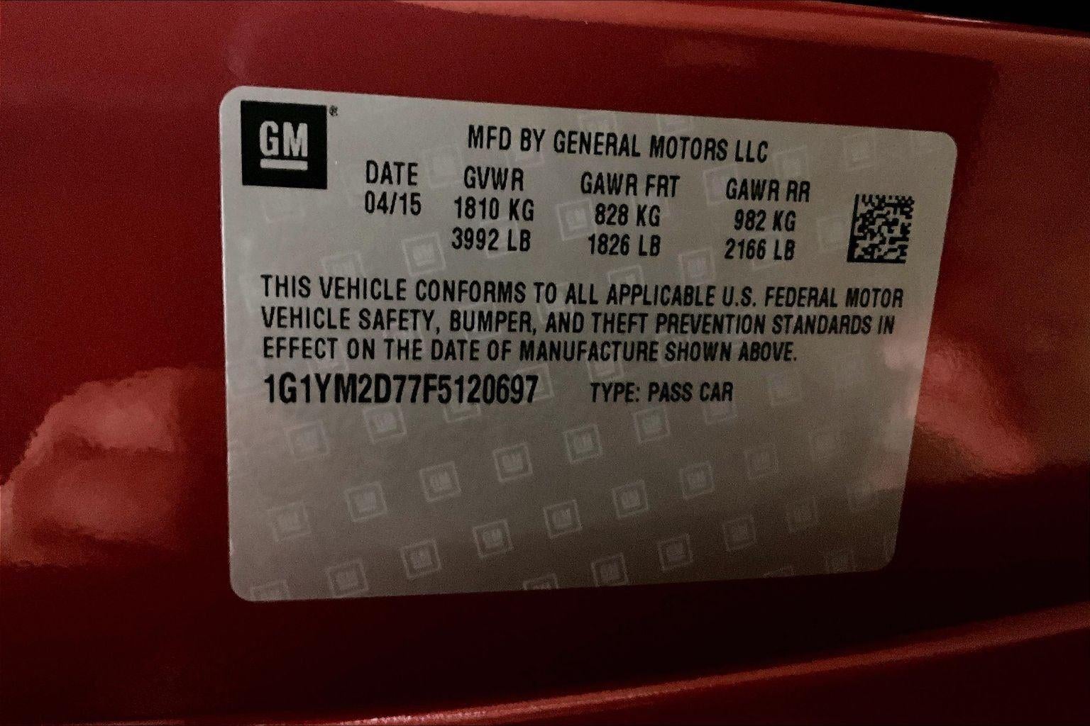 2015 Chevrolet Corvette Z51 3LT