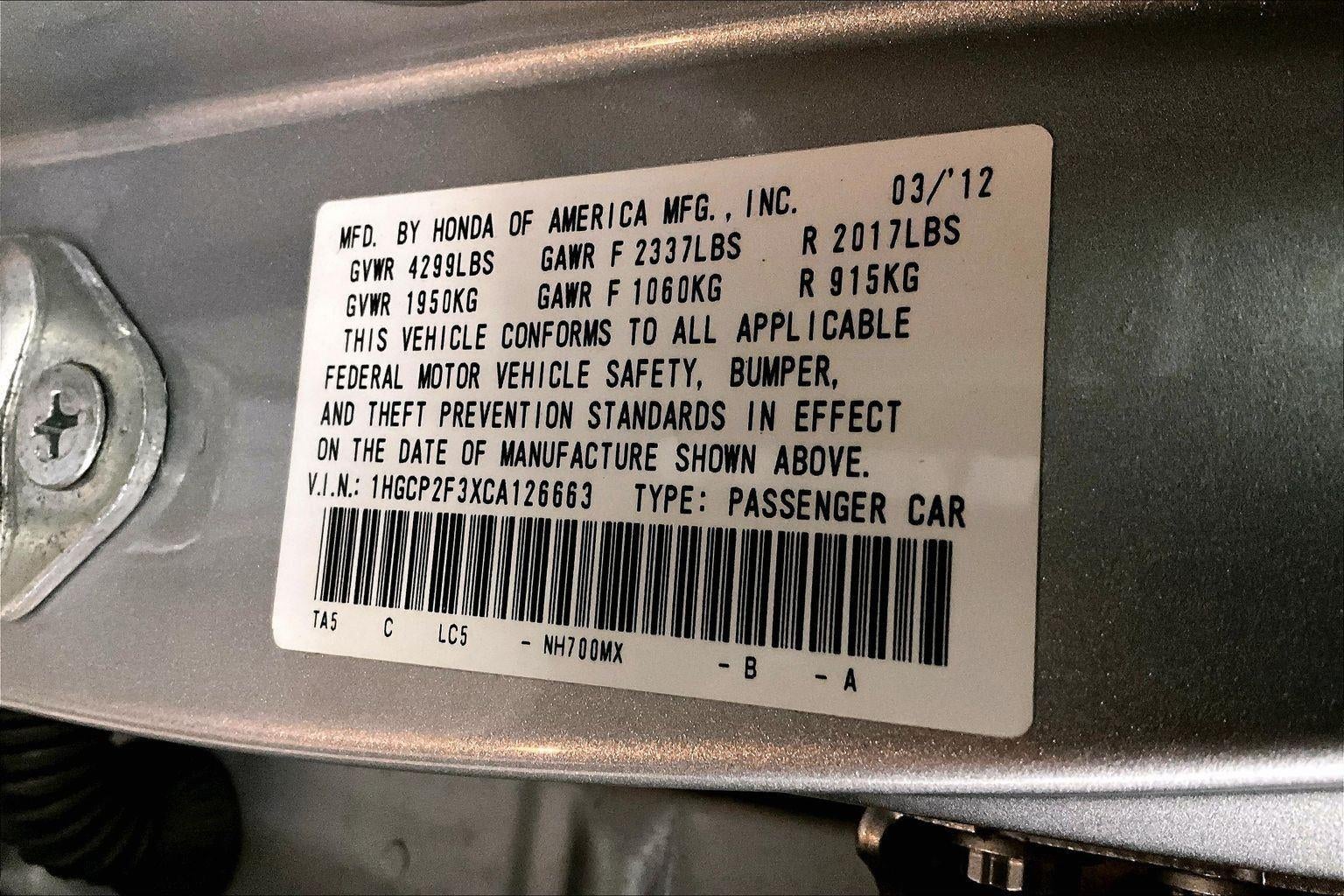 2012 Honda Accord Sdn LX