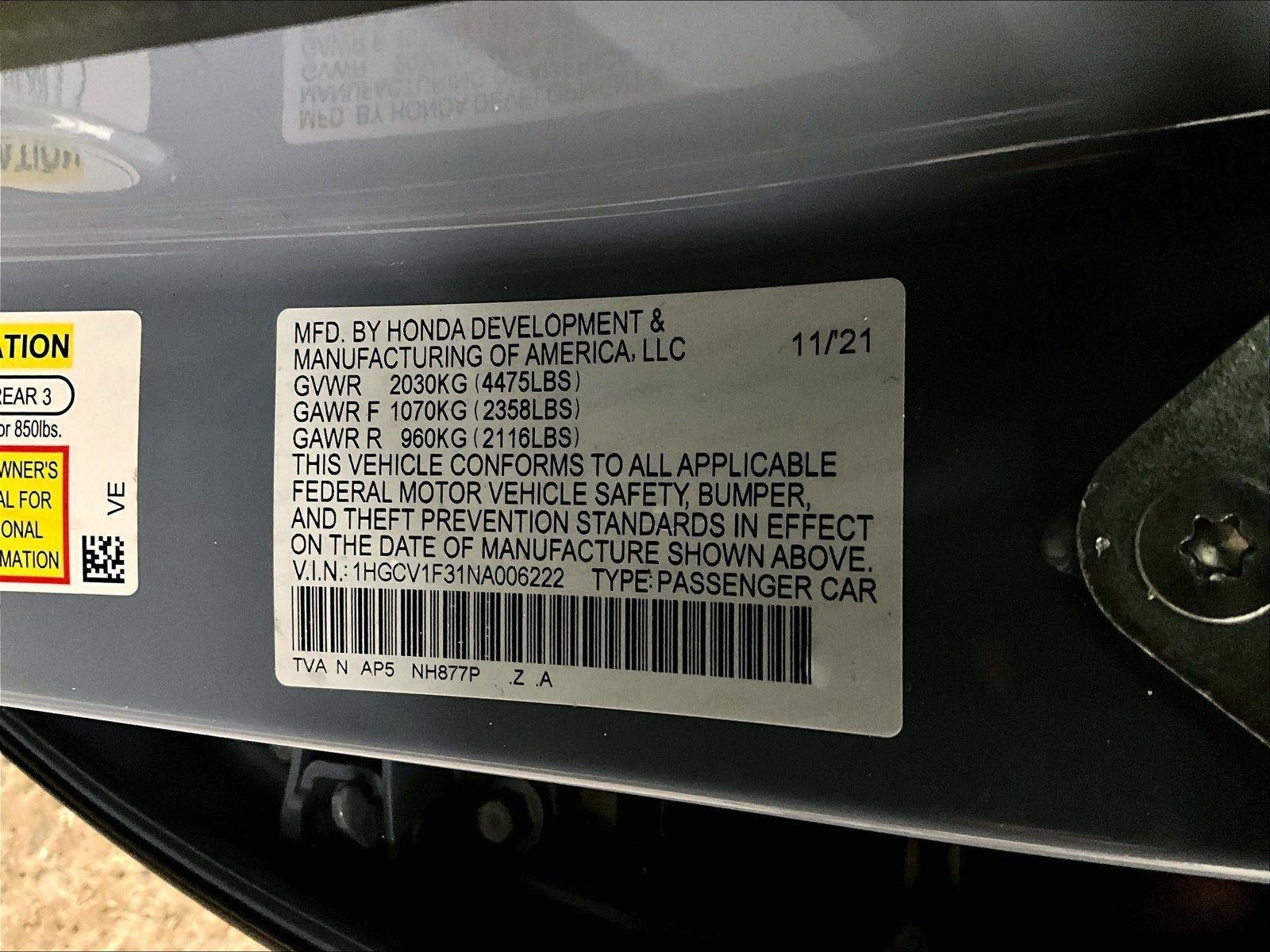 2022 Honda Accord Sedan Sport