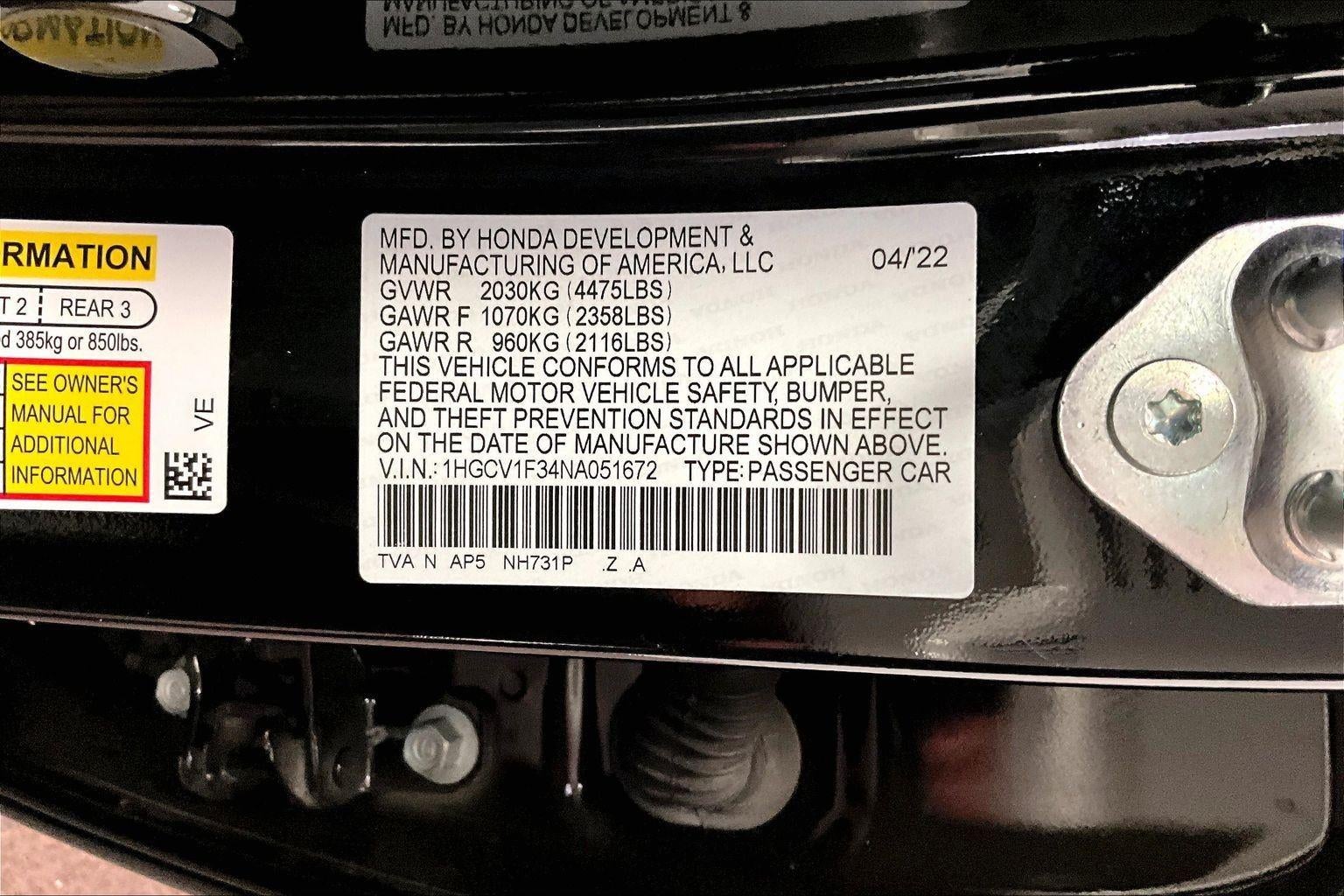 2022 Honda Accord Sedan Sport