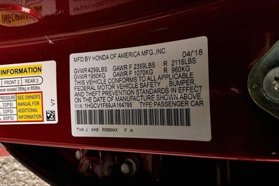 2018 Honda Accord Sedan EX-L Navi 1.5T