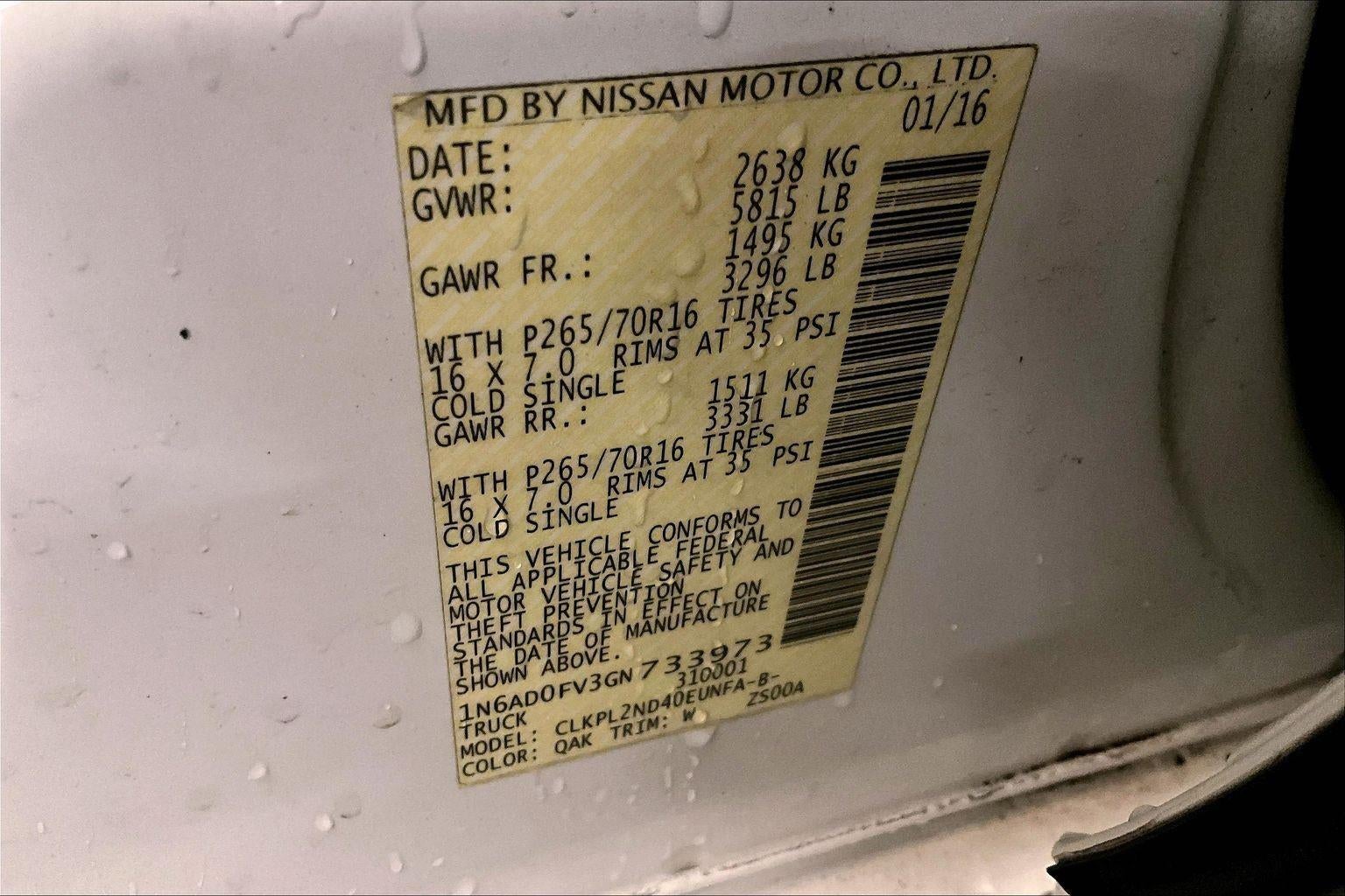 2016 Nissan Frontier SV