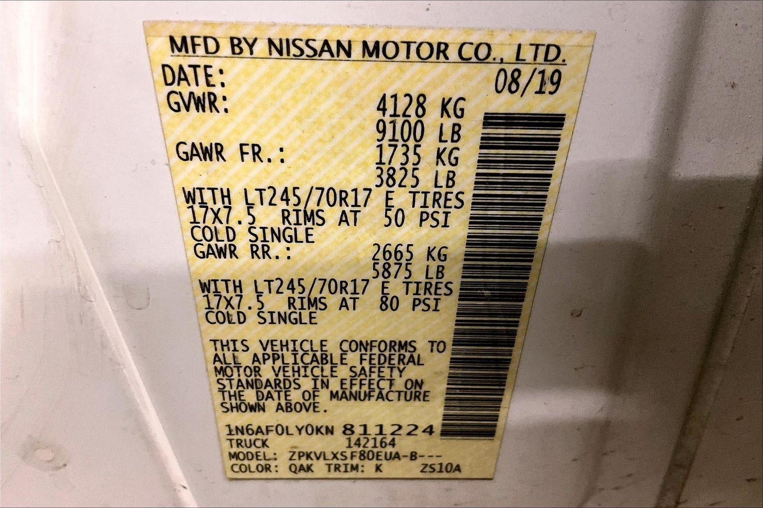 2019 Nissan NV Cargo SV