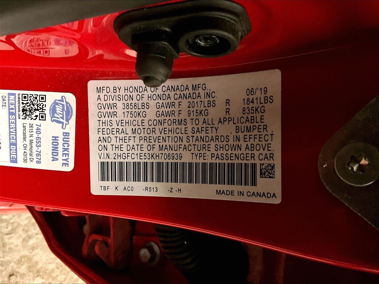 2019 Honda Civic Si w/Summer Tires