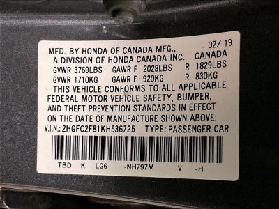 2019 Honda Civic Sedan Sport