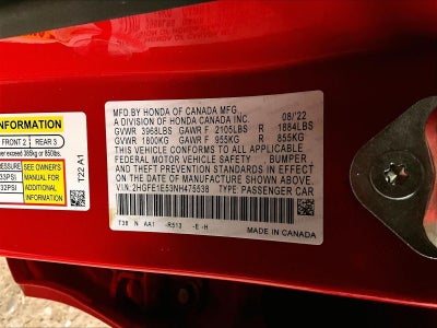 2022 Honda Civic Si Si