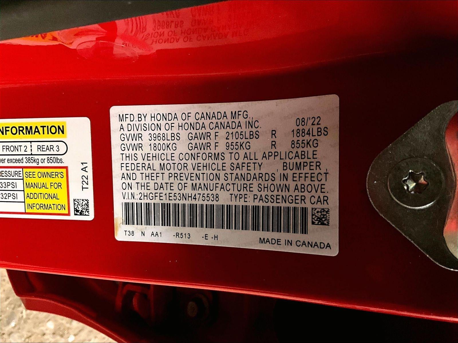 2022 Honda Civic Si Si