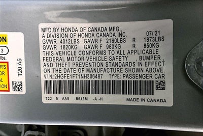 2022 Honda Civic Sedan EX