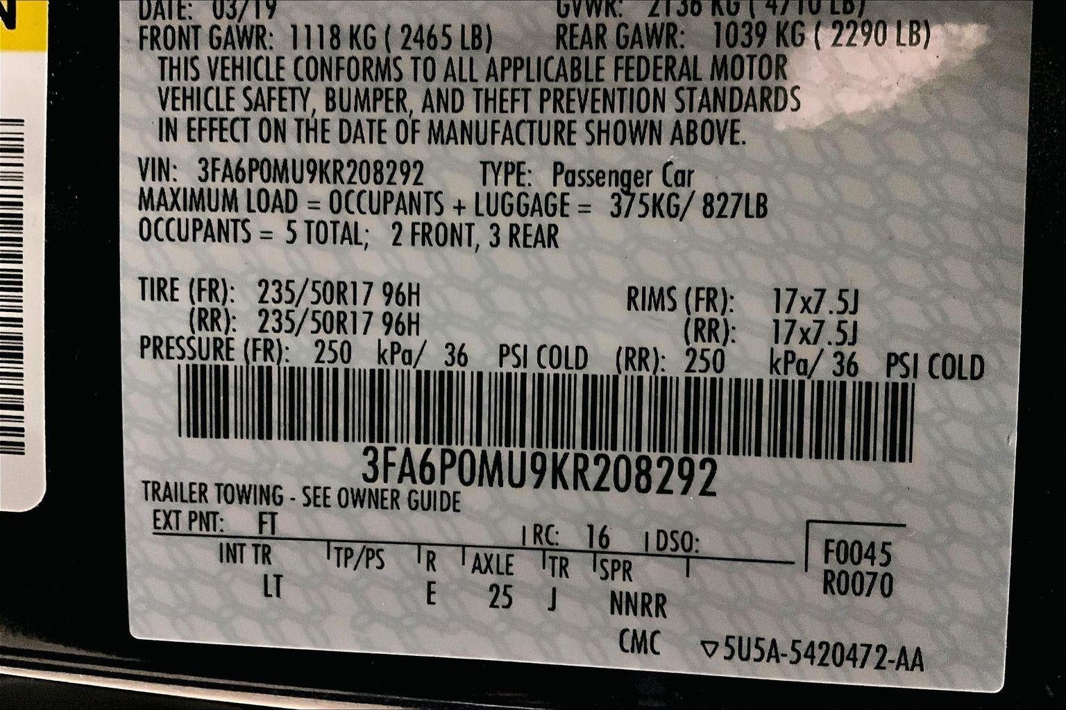 2019 Ford Fusion Hybrid SEL