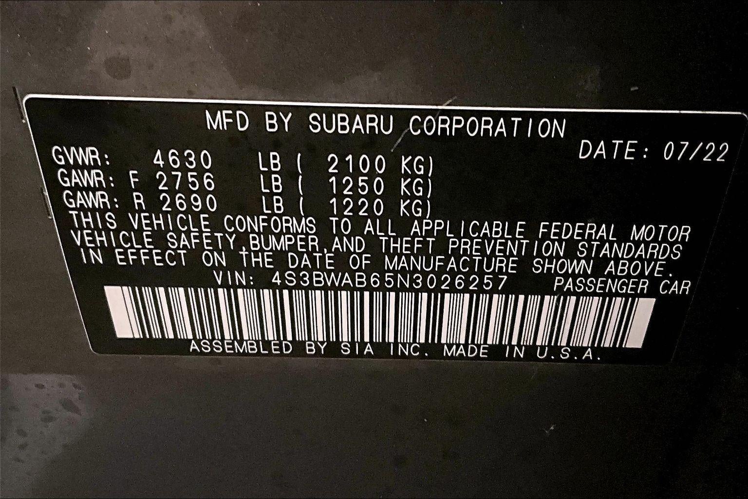 2022 Subaru Legacy Base