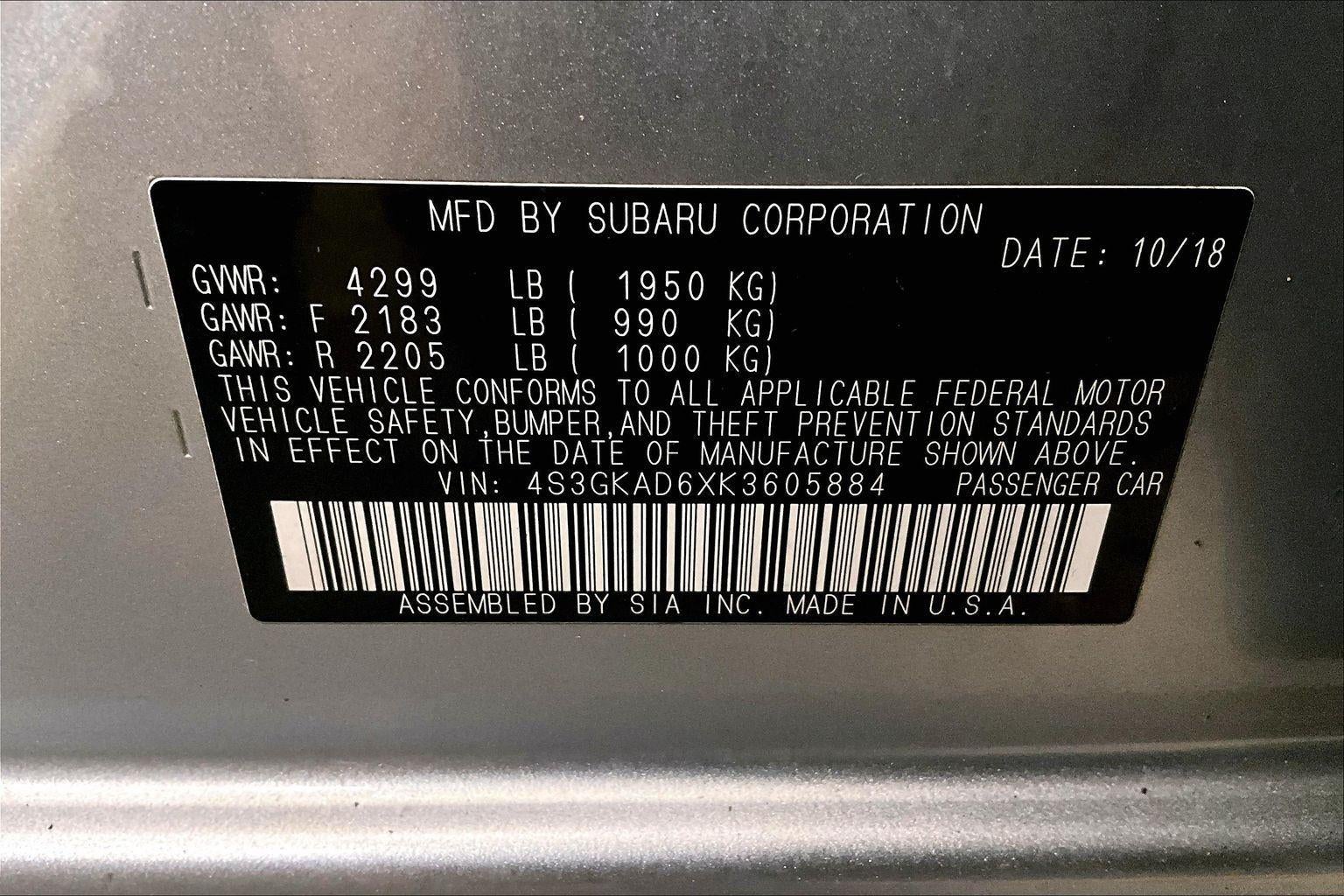 2019 Subaru Impreza 2.0i Premium