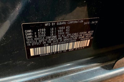 2019 Subaru Impreza 2.0i