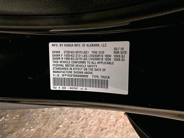 2019 Honda Ridgeline RTL