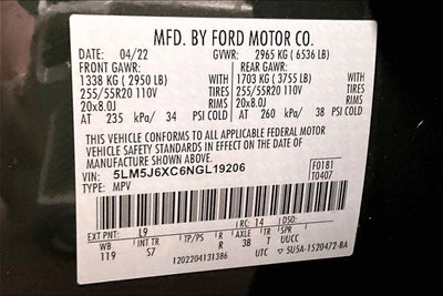 2022 Lincoln Aviator Standard