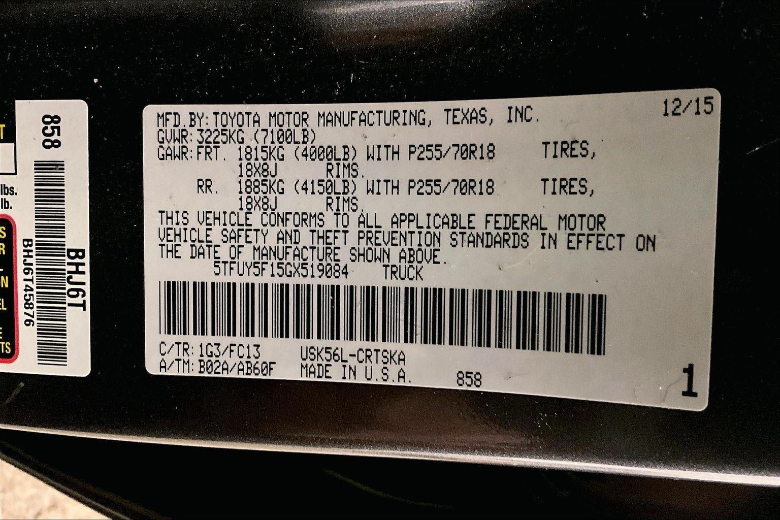 2016 Toyota Tundra Truck SR5