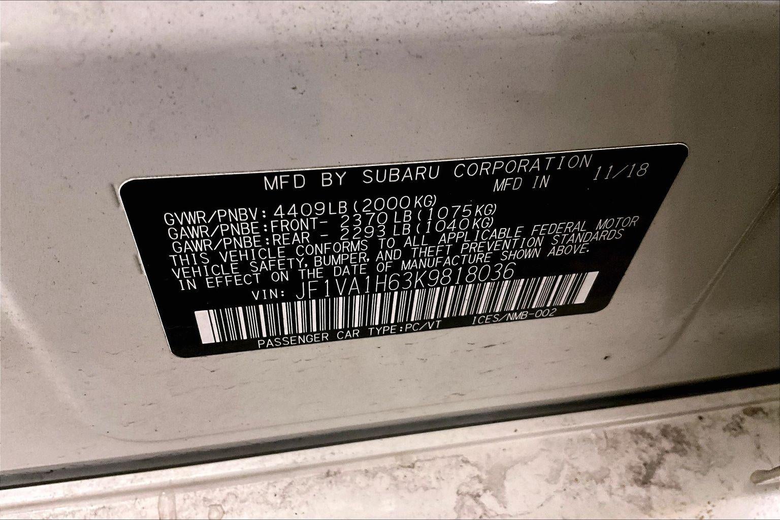 2019 Subaru WRX Limited